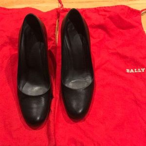 Bally Plain Black Leather Pump-80mm